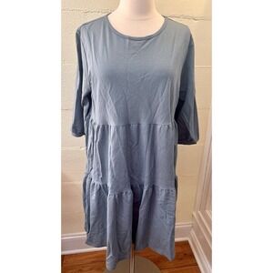 Dress Up Love People‎ Love Clothes Casual Tiered Blue Dress Large Oversized USA